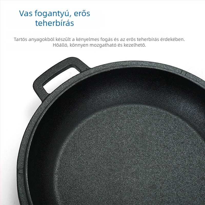 Fedő nélküli öntöttvas edény 26 cm – kettős funkciójú fazék, pörkölt és serpenyő, indukciós főzőzőlappal kompatibilis
