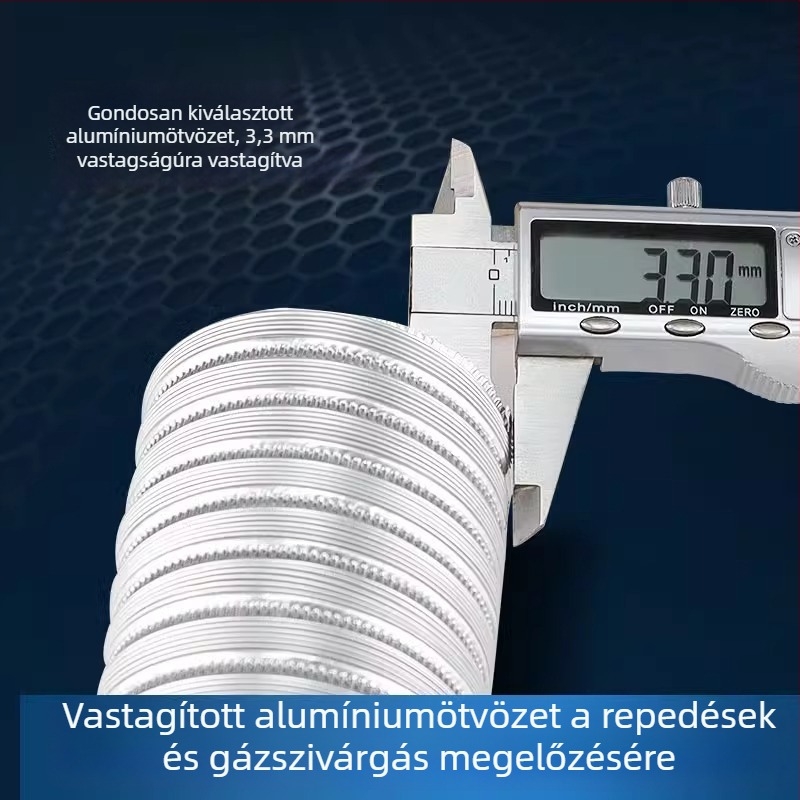 Gáztűzhelyes vízmelegítőhöz tartozó ívelt kivezetőcső teleszkópos hosszabbítóval – merev földgáz kilépőcső