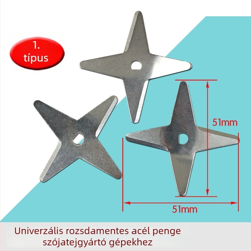 Rozsdamentes acél pengéje szója tej géphez, H- és D-alakú lyukakkal – univerzális tartozék