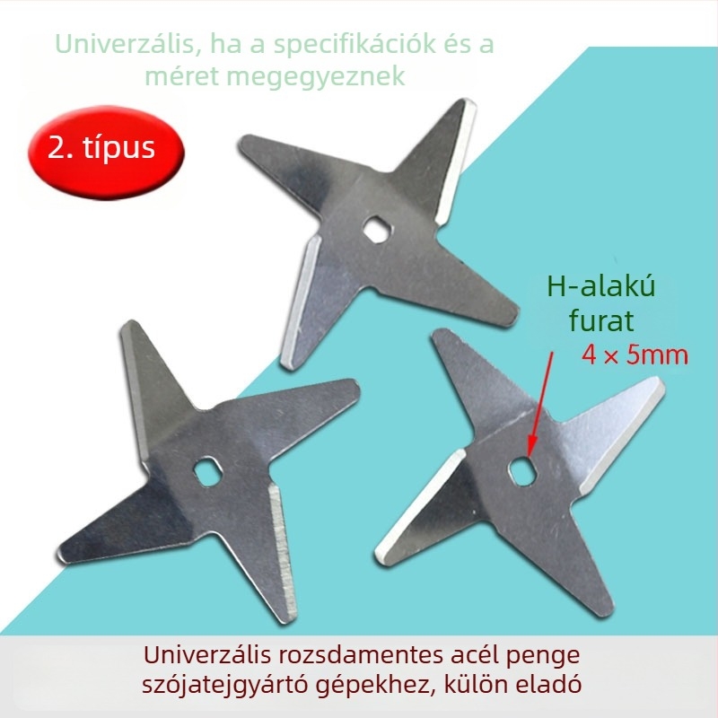 Rozsdamentes acél pengéje szója tej géphez, H- és D-alakú lyukakkal – univerzális tartozék