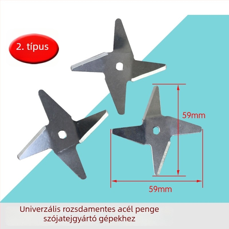 Rozsdamentes acél pengéje szója tej géphez, H- és D-alakú lyukakkal – univerzális tartozék