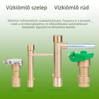 Réz gyors vízellátó szelep dugóval és csatlakozóval kert öntözéséhez