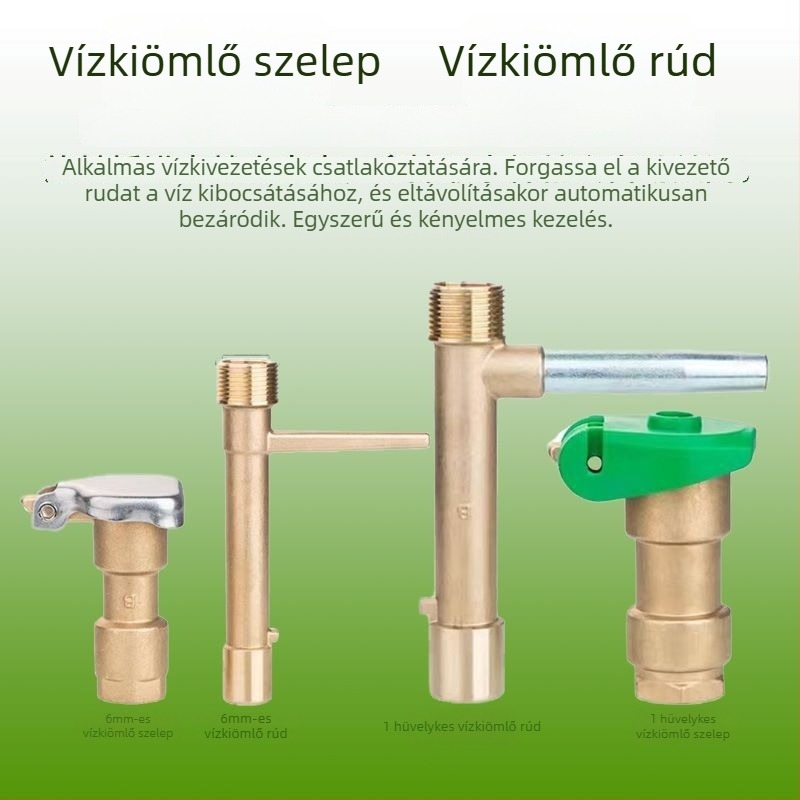 Réz gyors vízellátó szelep dugóval és csatlakozóval kert öntözéséhez