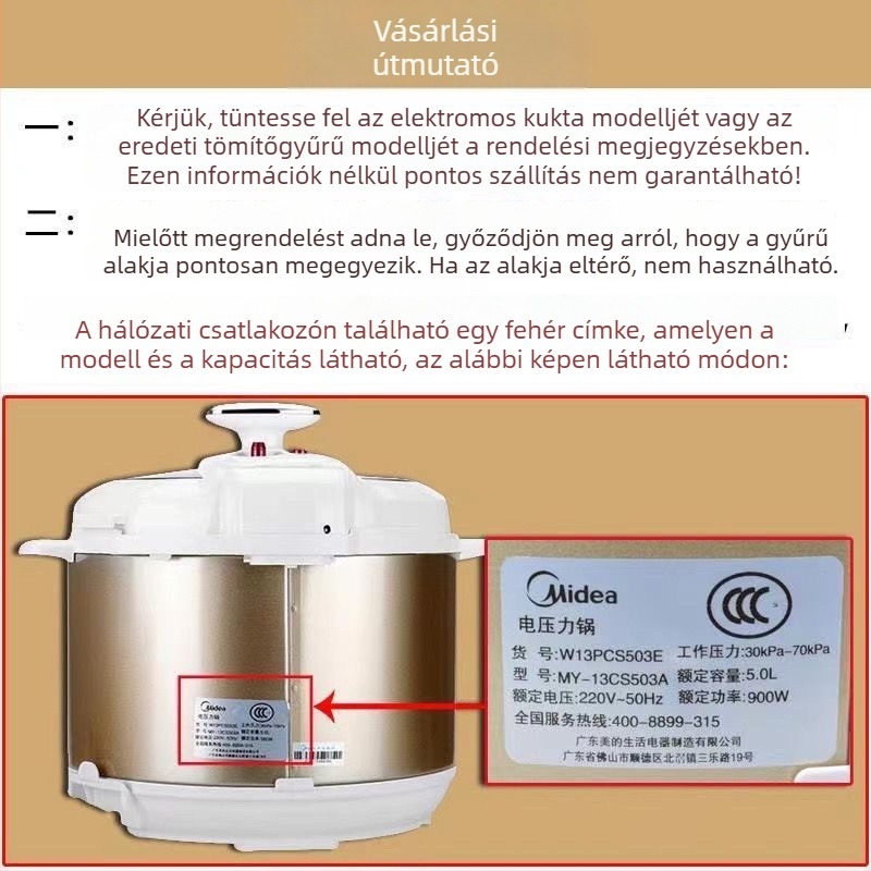 Midea elektromos nyomásfőzőhöz tartozó kipufogó- és nyomáskorlátozó szelep, modellek MY-YL50M113, YL50V103, MY-YL50M112