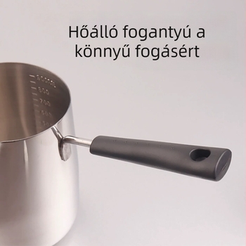 304 rozsdamentes acél latte art pohár mérőskálával, forró tej megvédésére, vastagított mini tejfőző edény a túlfolyás ellen