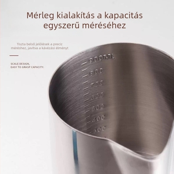304 rozsdamentes acél latte art pohár mérőskálával, forró tej megvédésére, vastagított mini tejfőző edény a túlfolyás ellen