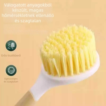 Fából készült fogantyújú hosszú nyelű edénytisztító ecset, sokoldalú konyhai tisztító
