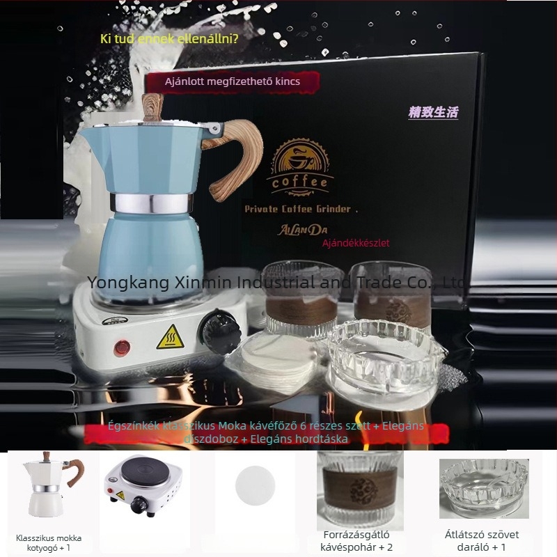 Olasz moka kávéfőző ajándékdoboz – espresso készlet, kávé kellékek, üzleti ajándék otthoni használatra