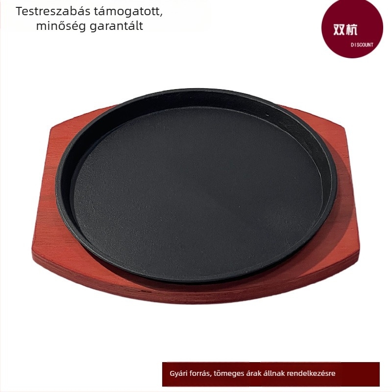 Öntöttvas grill serpenyő teppanyakihoz – kerek, nyugati konyha és steak számára, gáz- és indukciós főzőlaphoz kompatibilis, kereskedelmi használatra