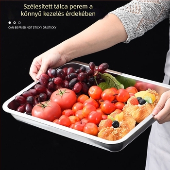 304 rozsdamentes acél négyszögletes tál és téglalap alakú tálca grillsütéshez, tálaláshoz és rizs párolásához