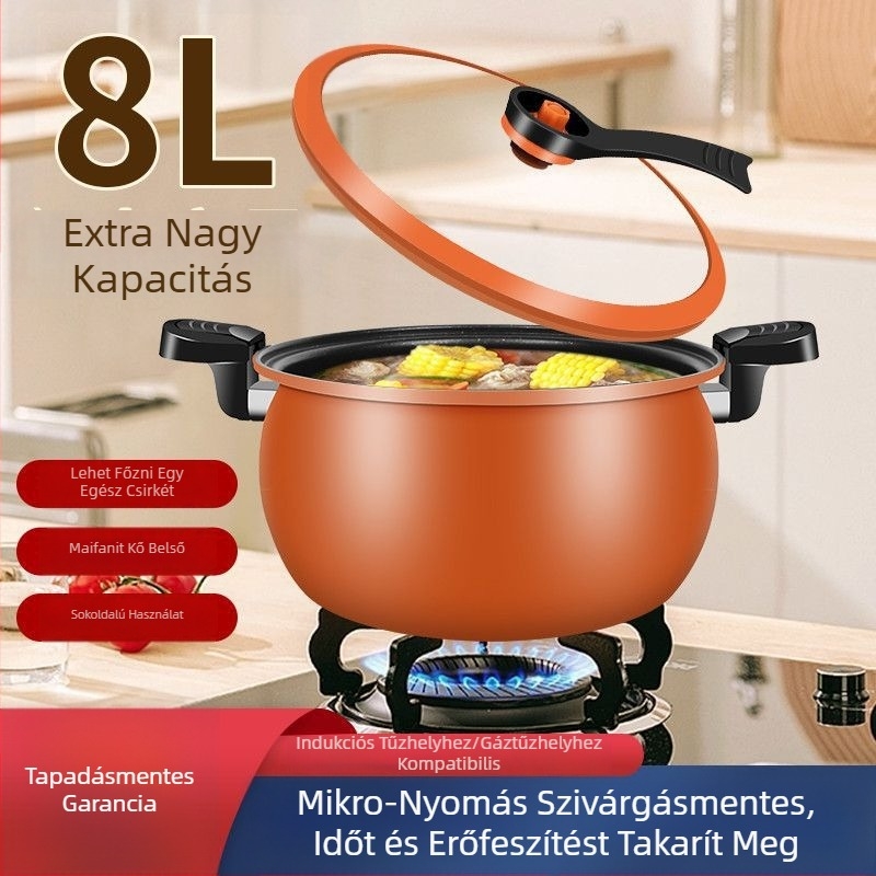 Fatpan Többfunkciós, nagy kapacitású leves- és pörköltfazék, tapadásmentes felülettel, nyomásfőző, gáztűzhelyhez