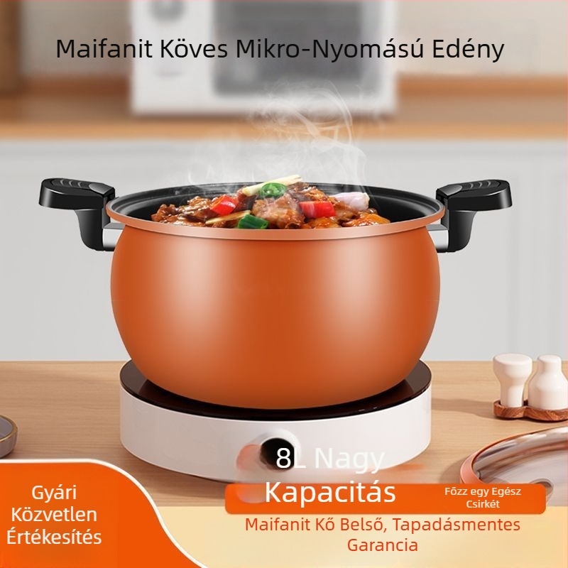 Fatpan Többfunkciós, nagy kapacitású leves- és pörköltfazék, tapadásmentes felülettel, nyomásfőző, gáztűzhelyhez