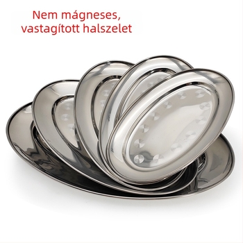 Ovalis alakú, vastagított rozsdamentes acél tál, nem mágneses, tojásra, halra és dim sumra