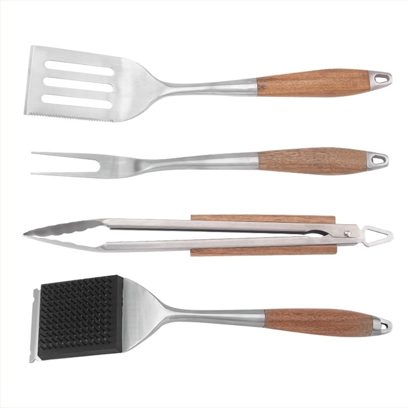 Rosewood rozsdamentes acél grillkészlet - 4 darab - spatula villa fogó ecset
