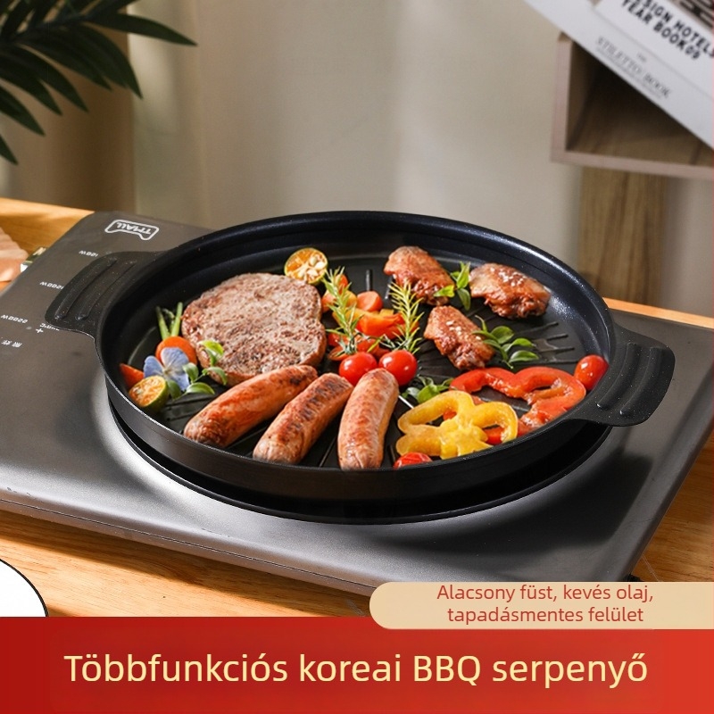 Maifan kőből készült tapadásmentes serpenyő indukciós főzőkhöz, hordozható grill serpenyő kempingezéshez