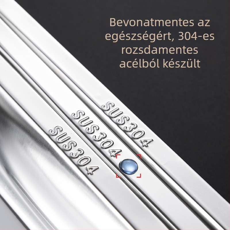 Vastagított 304 rozsdamentes acél négyszögletes tál, téglalap alakú edény pároláshoz és grillezéshez, gombócokhoz és sült halhoz