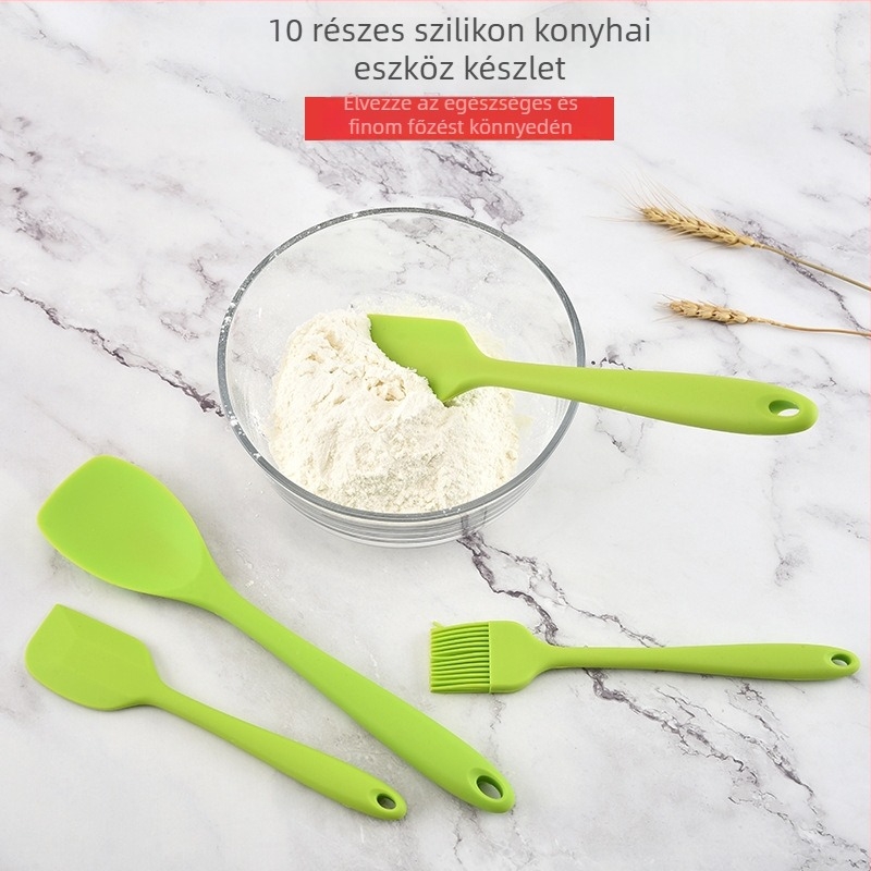 Szilikon konyhai eszközök készlet, 10 darabos sütéshez és grillezéshez
