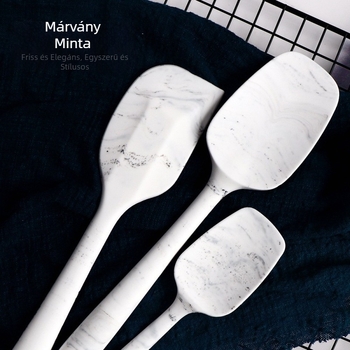 Márvány mintás szilikon konyhai eszközök készlet, tapadásmentes spatula, kaparó és élelmiszercsipesz sütéshez és főzéshez