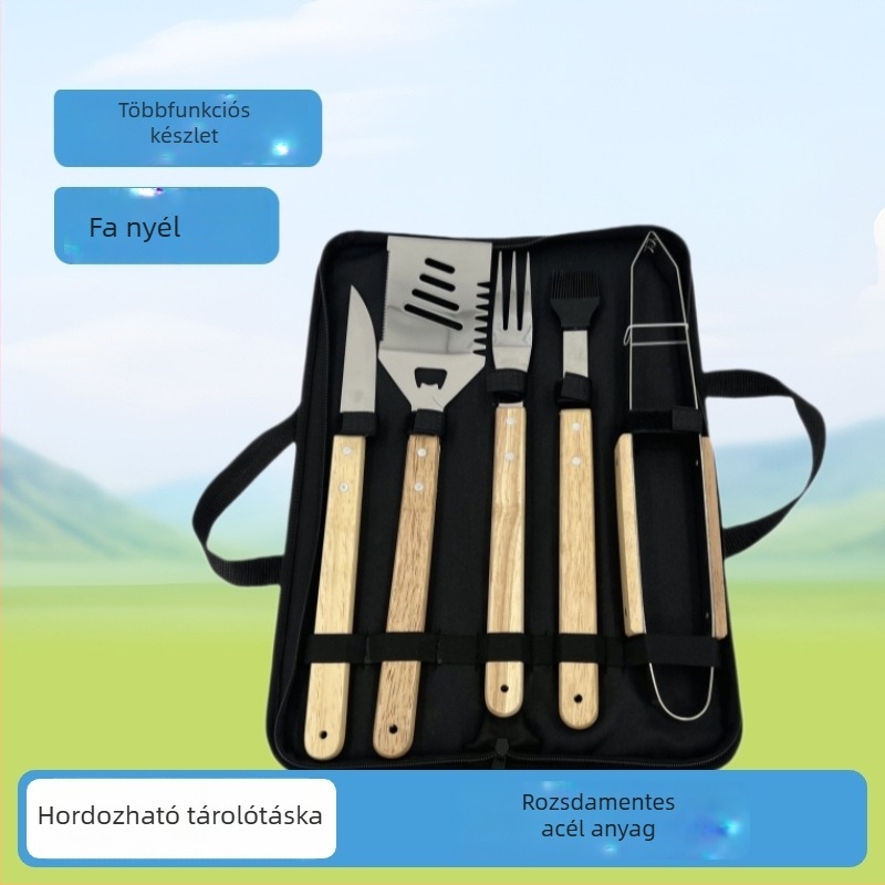 Rozsdamentes acél grill eszköz készlet, többfunkciós, otthoni használatra, kültéri grillezéshez