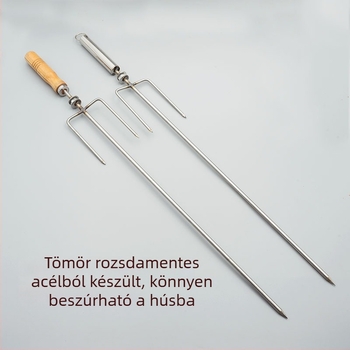 Rozsdamentes acél BBQ villa, háromágú, ideális bárányhoz és csirkéhez