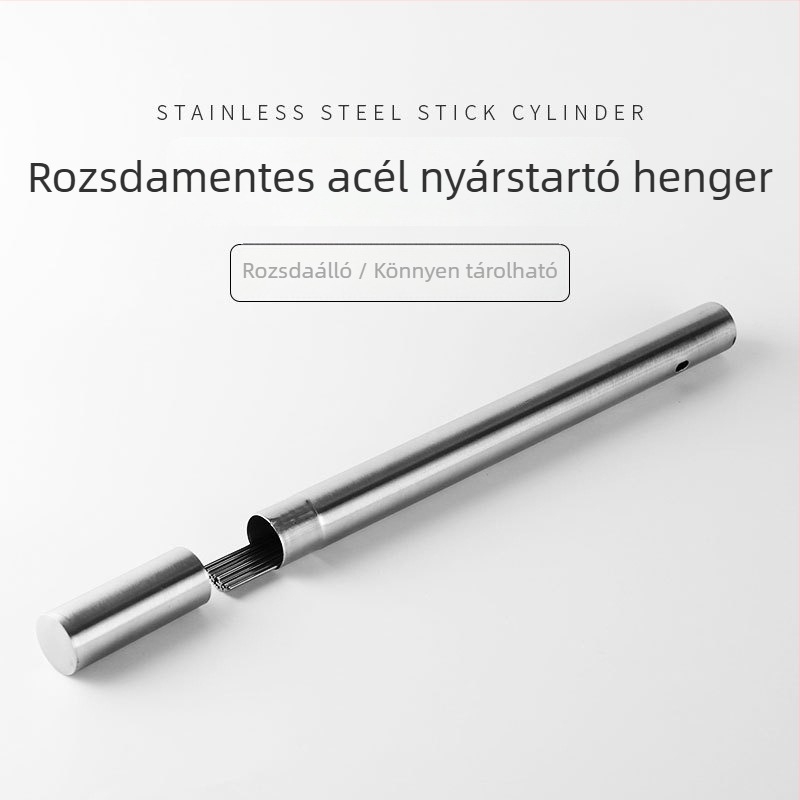 Rozsdamentes acél grillnyárs cső és tároló doboz