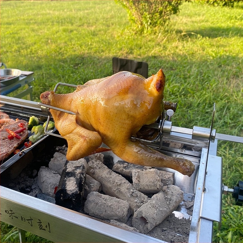 304 rozsdamentes acél grillvilla, sokoldalú négyágú forgó kültéri grillezéshez