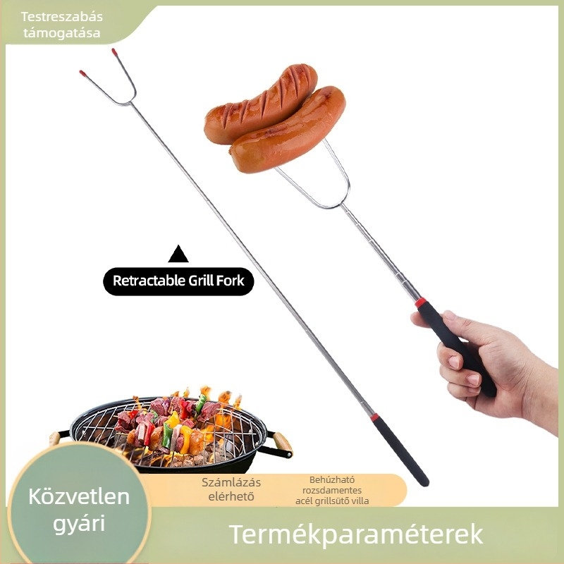 Teleszkópos rozsdamentes acél BBQ villa szett kültéri főzéshez és kempingezéshez