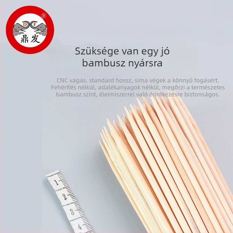 Egyszer használatos bambusz grillnyársak, 2,8 mm × 30 cm, faanyagú, báránynyársakhoz