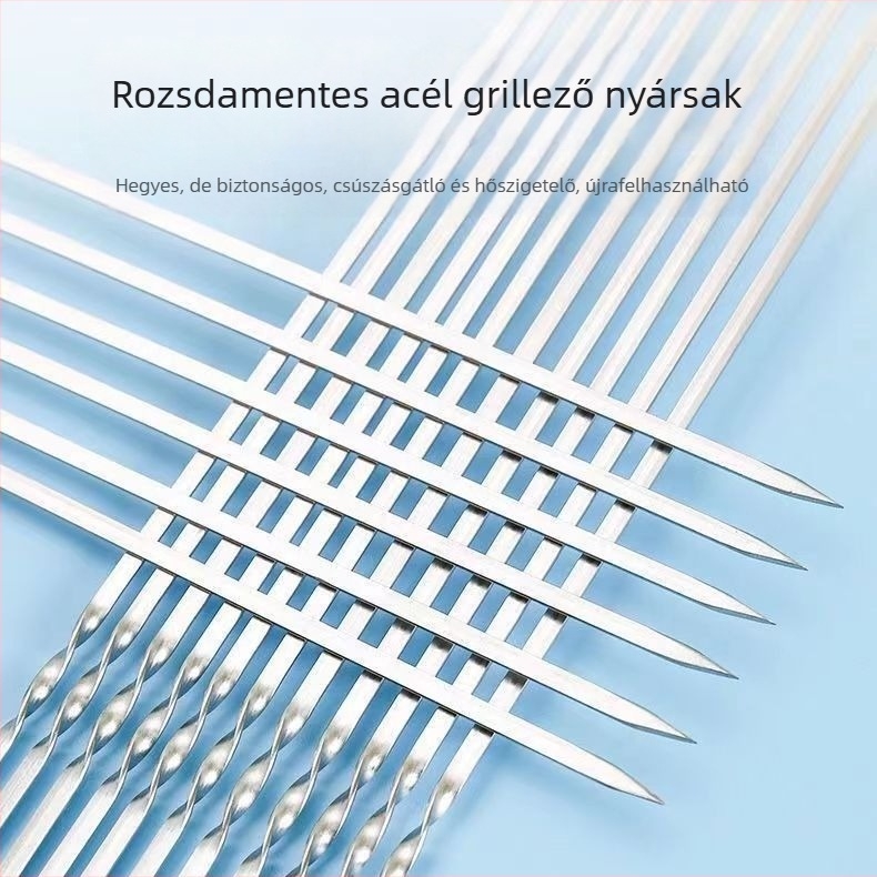 Rozsdamentes acél BBQ nyársak grillshez, kompatibilis a függő sütővel, grill eszközök