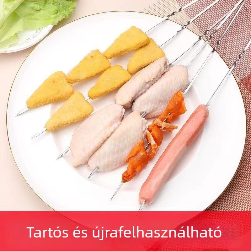 Rozsdamentes acél BBQ nyársak grillshez, kompatibilis a függő sütővel, grill eszközök