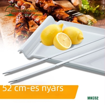 Rozsdamentes acél grillnyársak fa nyéllel, körülbelül 50 cm