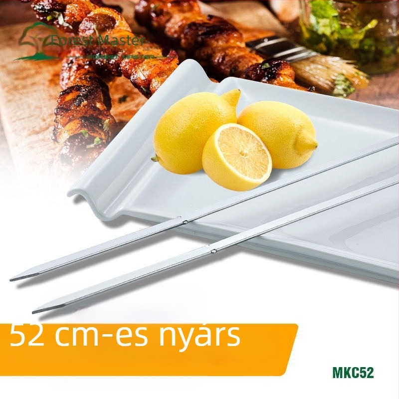 Rozsdamentes acél grillnyársak fa nyéllel, körülbelül 50 cm