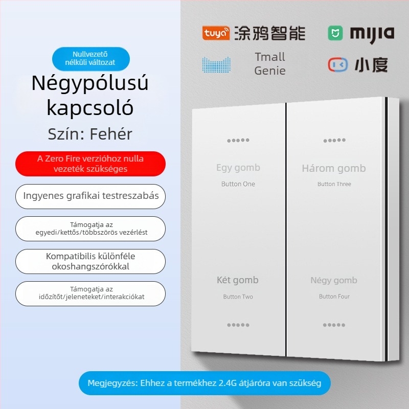 2.4G vezeték nélküli Bluetooth Mesh okos kapcsolópanel szállodák és vendégházak számára hangvezérléssel