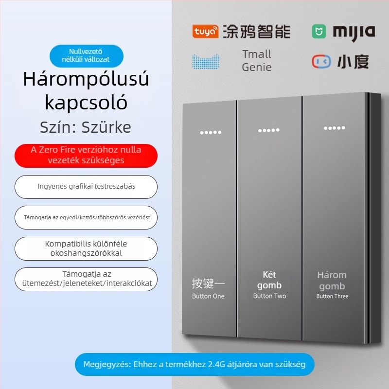 2.4G vezeték nélküli Bluetooth Mesh okos kapcsolópanel szállodák és vendégházak számára hangvezérléssel