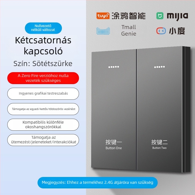 2.4G vezeték nélküli Bluetooth Mesh okos kapcsolópanel szállodák és vendégházak számára hangvezérléssel
