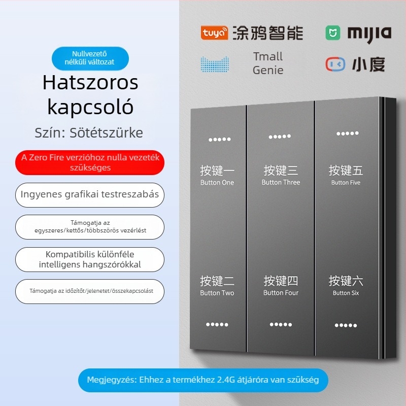 2.4G vezeték nélküli Bluetooth Mesh okos kapcsolópanel szállodák és vendégházak számára hangvezérléssel