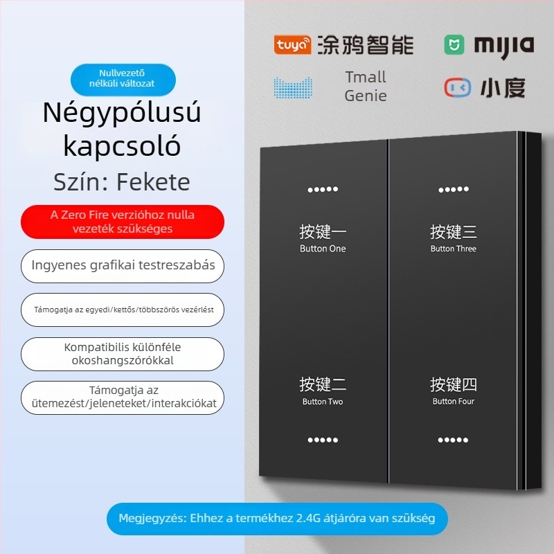 2.4G vezeték nélküli Bluetooth Mesh okos kapcsolópanel szállodák és vendégházak számára hangvezérléssel