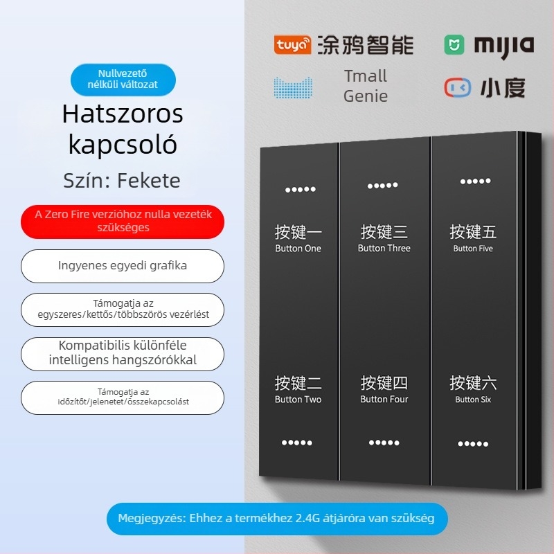 2.4G vezeték nélküli Bluetooth Mesh okos kapcsolópanel szállodák és vendégházak számára hangvezérléssel