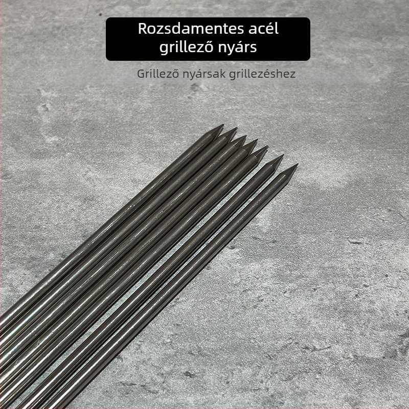 Rozsdamentes acélból készült 4 mm vastag nyársak grillhez – sertés, bárány és kacsa