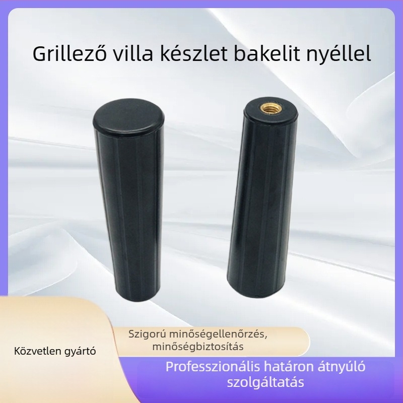 Forgó grillvilla készlet Bakelit fogantyúval, M8 hőálló beágyazott rézanya, fekete felülettel