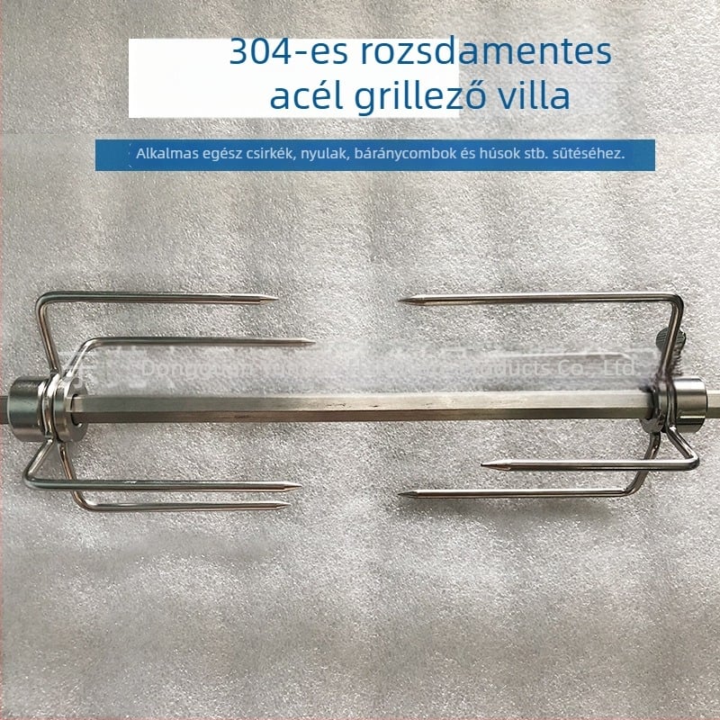 304 rozsdamentes acél grillvilla kültéri barbecue-hoz, elektromos kézi forgó rúddal kompatibilis, egész csirke sütő tartozék