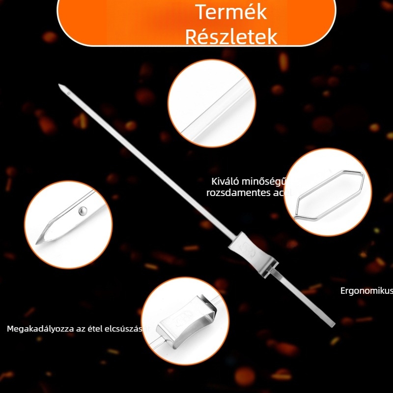 WaySkewers rozsdamentes acél grillnyársak, félautomata mechanizmus, egyedi nyárs kebabhoz