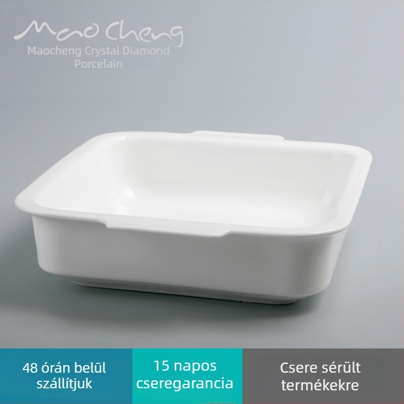 Négyzet alakú kerámia sütőtál tészta és lasagne sajttal – alkalmas magas hőmérsékletű sütőhöz