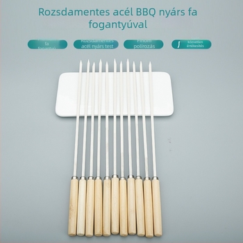 Lapos rozsdamentes acél nyársak fa nyéllel