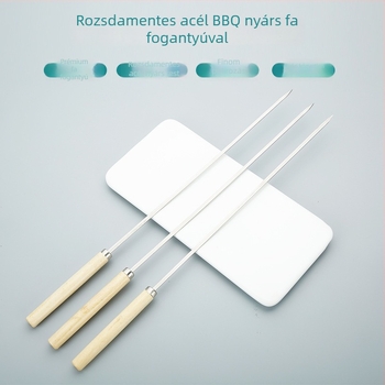 Lapos rozsdamentes acél nyársak fa nyéllel