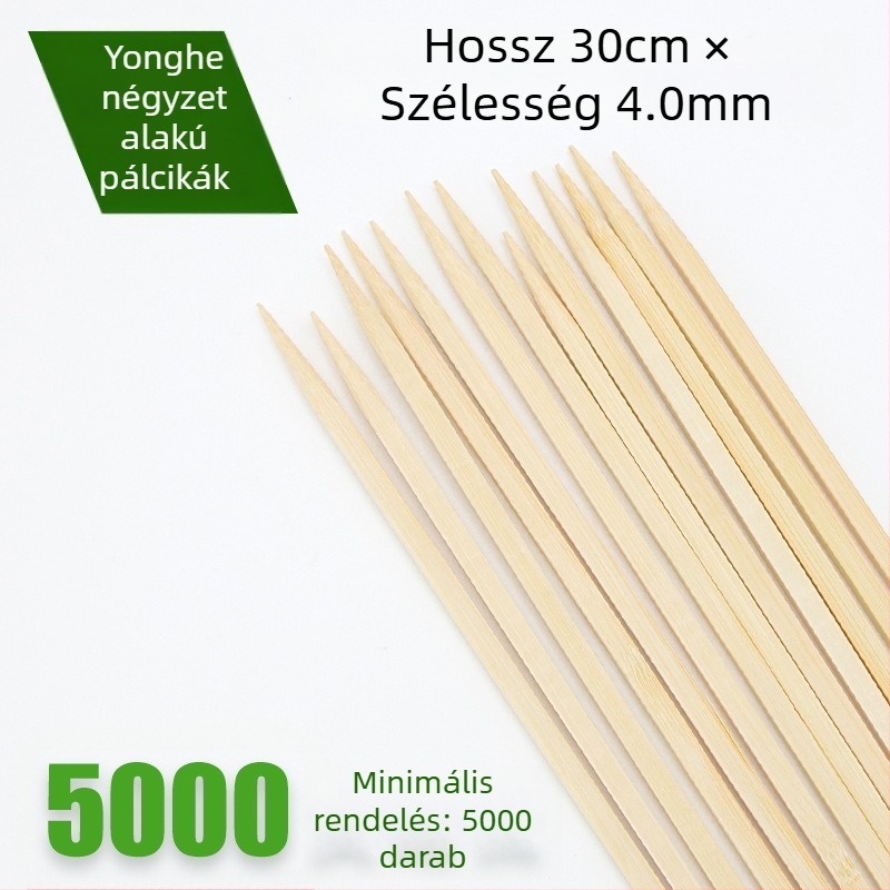 Egyszer használatos négyszögletes bambusznyárs grillhez