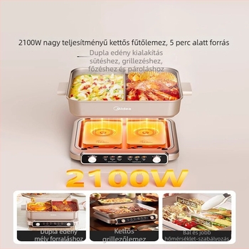 Midea ultra vékony elektromos forró fazék gyorsforralóval, 8 literes, osztott Yin-Yang edény, többfunkciós, LCD kijelző