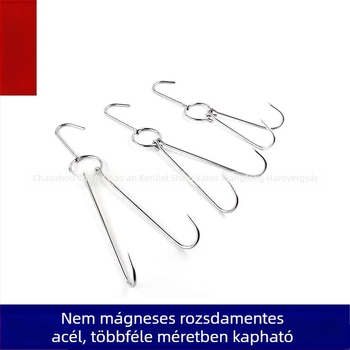 Rozsdamentes acél grill-kampók – dupla kampó pulyka, kacsa, csirke, disznó és marhahús felakasztásához