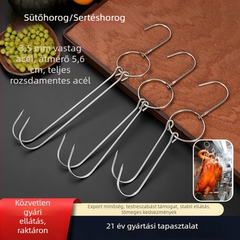 Rozsdamentes acél sütőhorgok kacsa és lúd számára, dupla horog