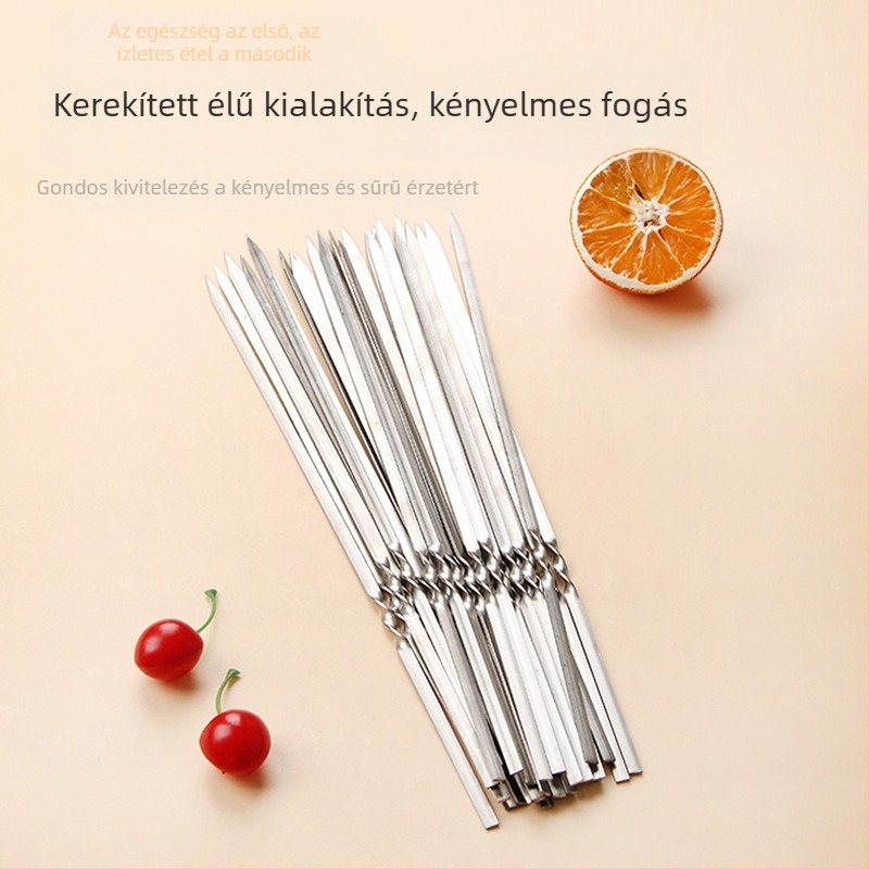 Személyre szabott extrán vastag rozsdamentes acél grillnyársak, kerek nyársak, bárány nyársak